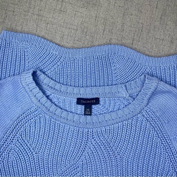Talbots Pointelle Raglan Crew Neck Sweater XS Blue - Picture 7 of 9